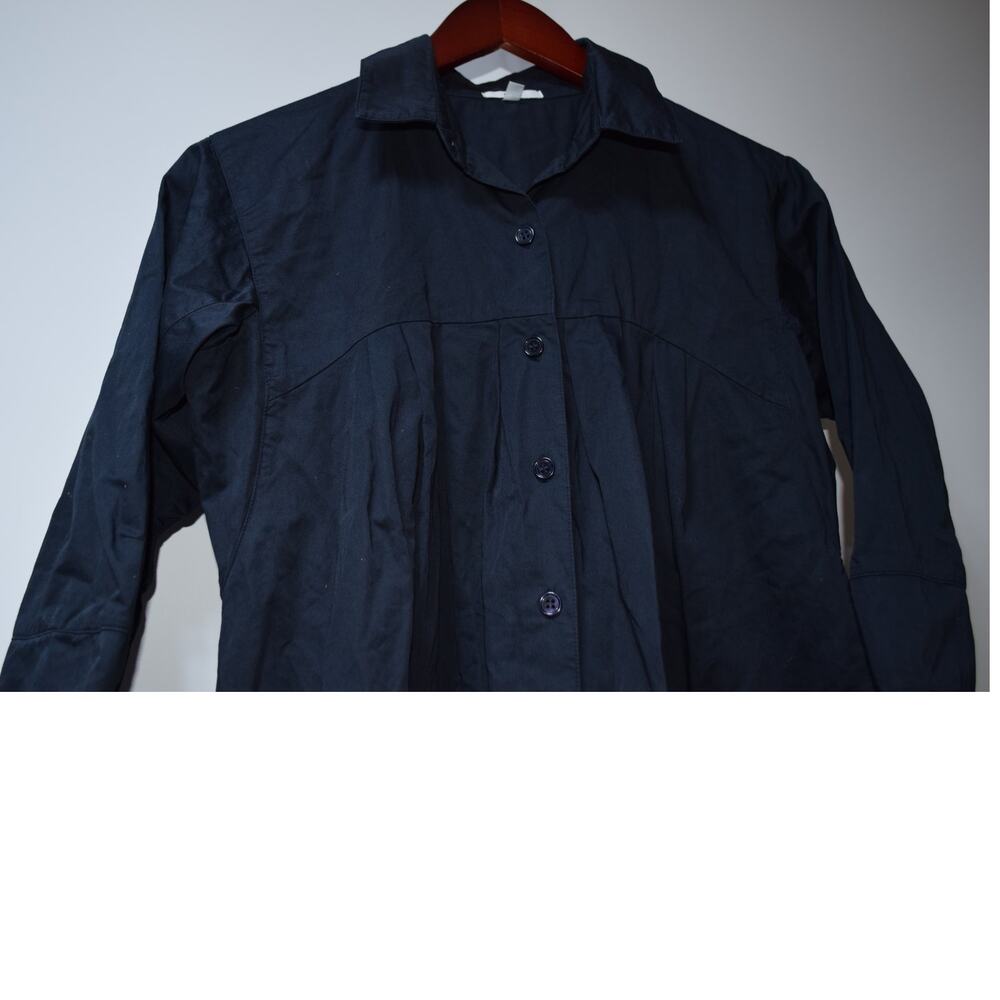CLU Navy Button Front Shirt Dress 3/4 Sleeve Size S - Picture 2 of 3